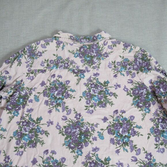 Vtg Venezia Vitale Shirt Womens 3X Lilac Corduroy Floral Button Granny Cottage - Picture 6 of 10